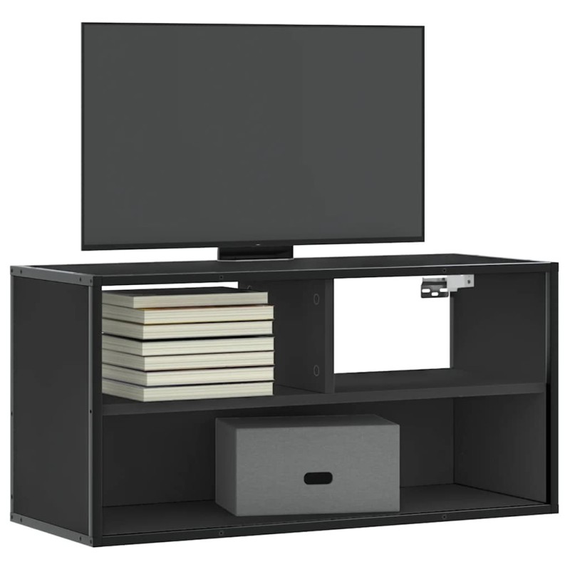 Meuble TV noir 80x31x39,5 cm bois d'ingénierie et métal 630241630241