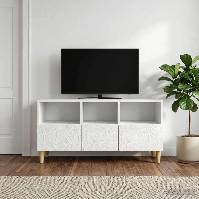 Meuble TV 102 x 34,5 x 50 cm Blanc brillant Bois d'ingénierie 630245630245