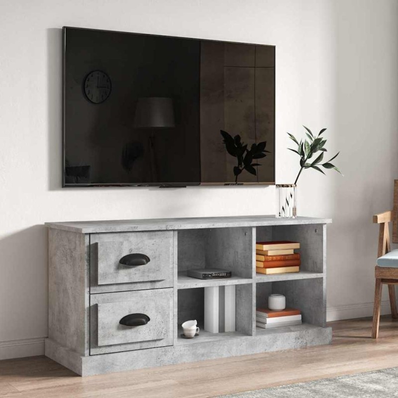 Meuble TV gris béton 102x35,5x47,5 cm bois d'ingénierie 630255630255