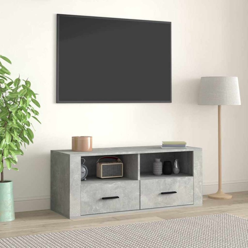 Meuble TV Gris béton 100x35x40 cm Bois d'ingénierie 630258630258