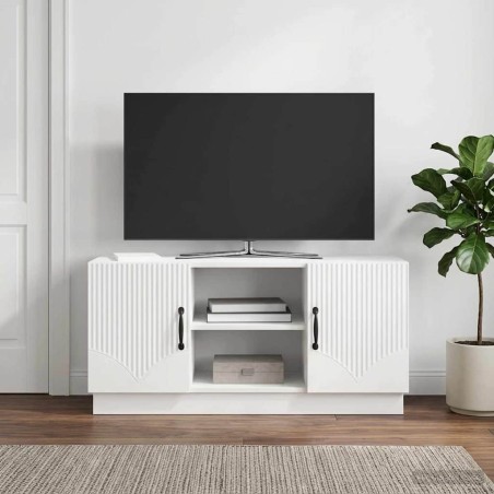 Meuble TV Blanc brillant 102 x 34,5 x 47 cm Bois d'ingénierie 630263630263