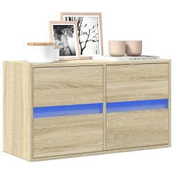 Meuble TV mural avec lumières LED chêne sonoma 80x31x45 cm 630272630272