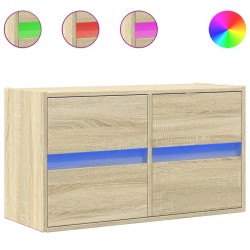 Meuble TV mural avec lumières LED chêne sonoma 80x31x45 cm 630272630272