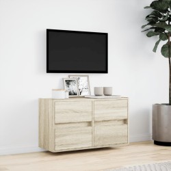 Meuble TV mural avec lumières LED chêne sonoma 80x31x45 cm 630272630272