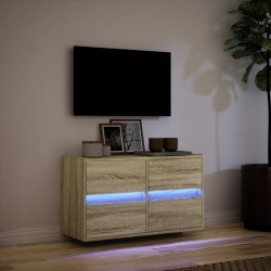 Meuble TV mural avec lumières LED chêne sonoma 80x31x45 cm 630272630272