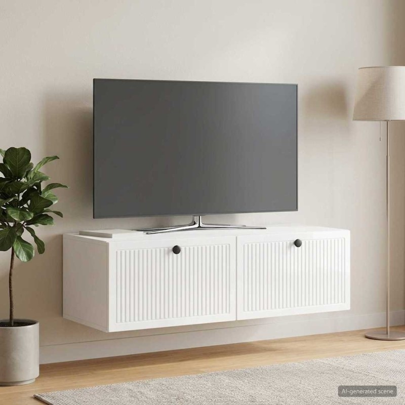 Meuble TV mural Montage mural Blanc brillant 98 x 41 x 30 cm 630275630275