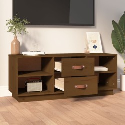 Meuble TV Marron miel 100x34x40 cm Bois de pin massif 630278630278
