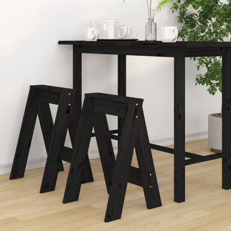 Tabourets lot de 2 noir 40x40x60 cm bois massif de pin 630279630279