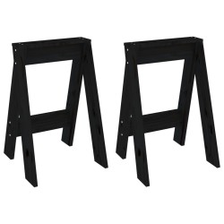 Tabourets lot de 2 noir 40x40x60 cm bois massif de pin 630279630279