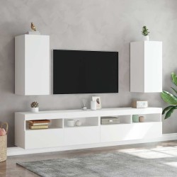 Meuble TV mural avec lumières LED blanc 30,5x35x70 cm 630280630280