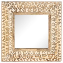 Miroir sculpté à la main 50x50x2,6 cm Bois de manguier solide 630283630283