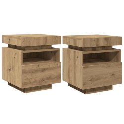 Armoires de chevet avec lumières LED 2 pcs chêne artisanal 630300630300