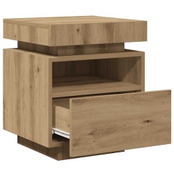 Armoires de chevet avec lumières LED 2 pcs chêne artisanal 630300630300