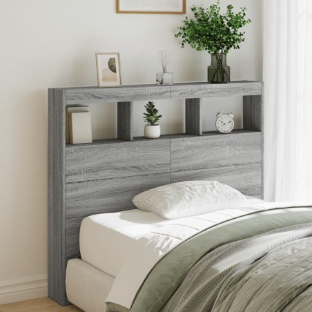 Armoire tête de lit avec LED sonoma gris 120x17x102 cm 630302630302