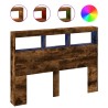 Armoire tête de lit avec LED chêne fumé 140x17x102 cm 630310630310