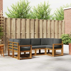 Ensemble de canapés d'extérieur 6 pcs Naturel et Anthracite 630316630316