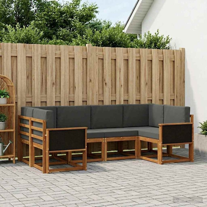 Ensemble de canapés d'extérieur 6 pcs Naturel et Anthracite 630317630317