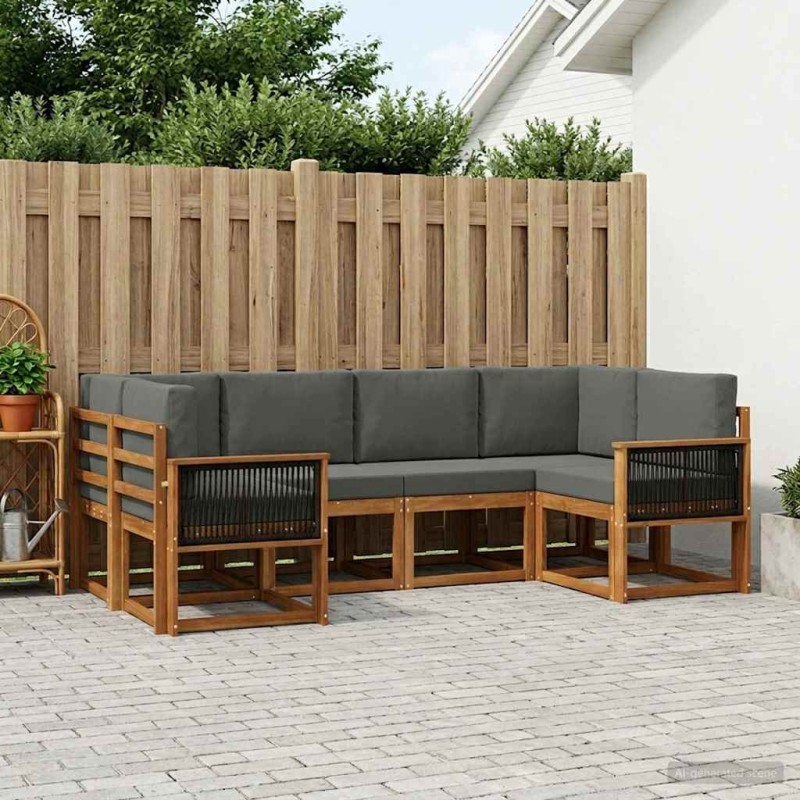 Ensemble de canapés d'extérieur 6 pcs Naturel et Anthracite 630319630319