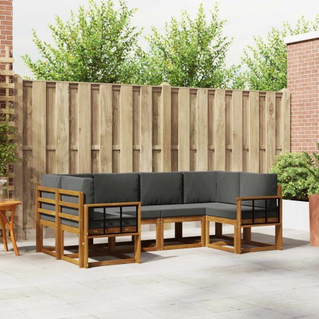 Ensemble de canapés d'extérieur 6 pcs Naturel et Anthracite 630323630323