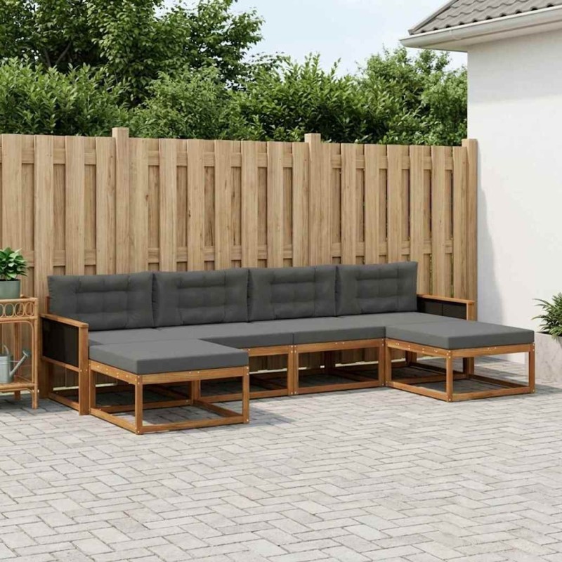 Ensemble de canapés d'extérieur 6 pcs Naturel et Anthracite 630334630334