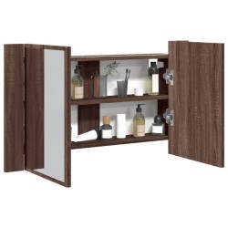 Armoire à miroir à LED de bain chêne marron 80x12x45 cm 630338630338