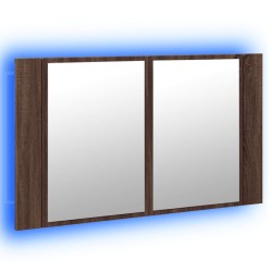 Armoire à miroir à LED de bain chêne marron 80x12x45 cm 630338630338