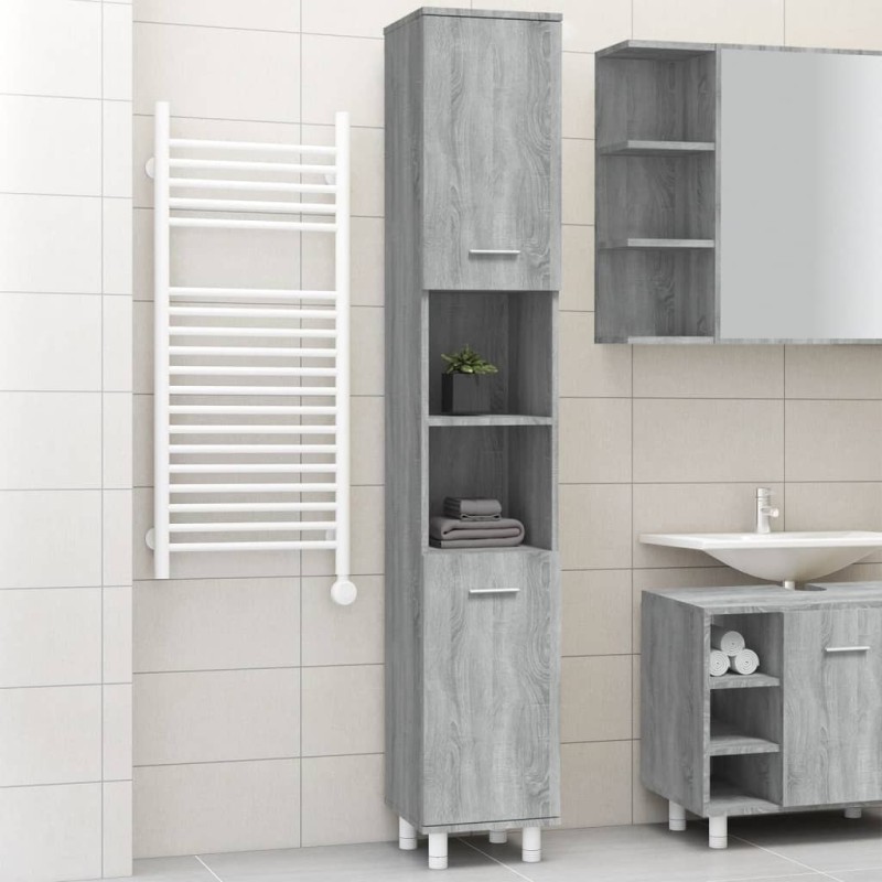Armoire de bain Sonoma gris 30x30x179 cm Bois d'ingénierie 630342630342