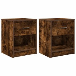 Tables de chevet 2 pcs avec tiroir chêne fumé 40x34x50 cm 630349630349
