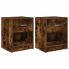 Tables de chevet 2 pcs avec tiroir chêne fumé 40x34x50 cm 630349630349