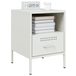 Tables de chevet 2 pcs blanc 36x39x50,5 cm acier 630350630350