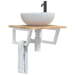 Étagère de vasque murale acier et bois massif d'acacia 630354630354