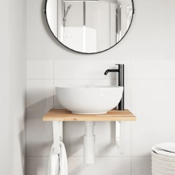 Étagère de vasque murale acier et bois massif d'acacia 630354630354