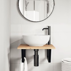 Étagère de vasque murale acier et bois massif d'acacia 630355630355