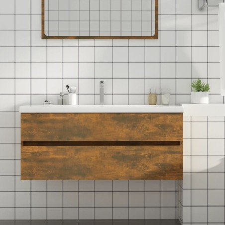 Armoire de lavabo Chêne fumé 100x38,5x45 cm Bois d'ingénierie 630358630358