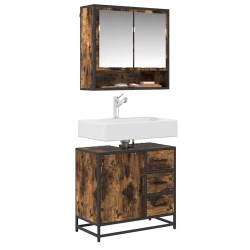 Armoire de lavabo de salle de bain chêne fumé 65x33x60 cm 630359630359