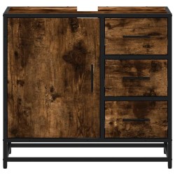 Armoire de lavabo de salle de bain chêne fumé 65x33x60 cm 630359630359