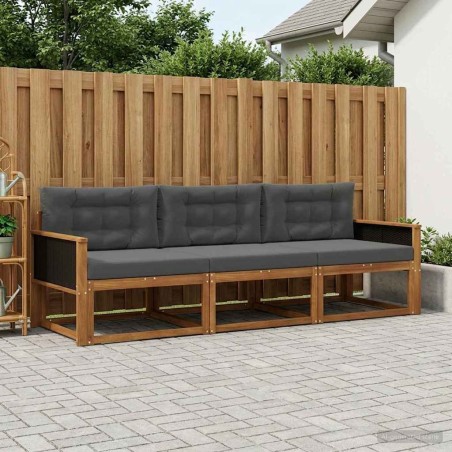 Ensemble de canapés d'extérieur 3 pcs Naturel et Anthracite 630364630364