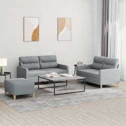 Ensemble de canapés 3 pcs avec coussins Gris clair Tissu 630365630365