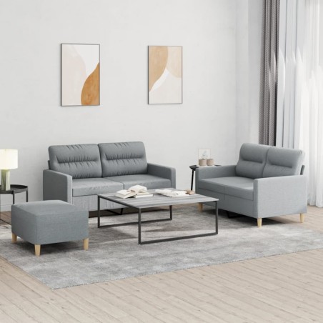 Ensemble de canapés 3 pcs avec coussins Gris clair Tissu 630365630365