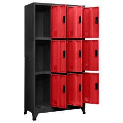 Armoire à casiers Anthracite et rouge 90x45x180 cm Acier 630366630366