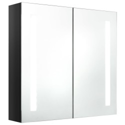 Armoire de salle de bain à miroir LED noir brillant 62x14x60 cm 630367630367