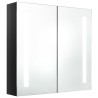 Armoire de salle de bain à miroir LED noir brillant 62x14x60 cm 630367630367