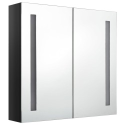 Armoire de salle de bain à miroir LED noir brillant 62x14x60 cm 630367630367