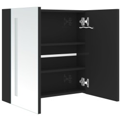 Armoire de salle de bain à miroir LED noir brillant 62x14x60 cm 630367630367