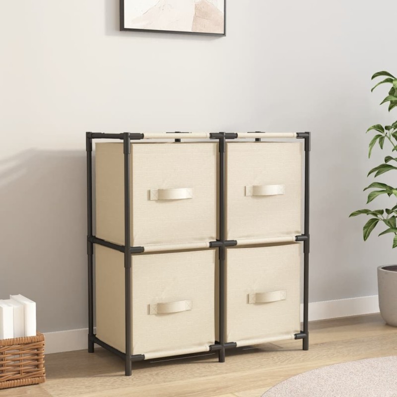 Armoire de rangement 4 paniers en tissu Crème 63x30x71 cm Acier 630371630371