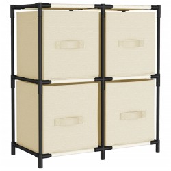 Armoire de rangement 4 paniers en tissu Crème 63x30x71 cm Acier 630371630371