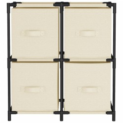 Armoire de rangement 4 paniers en tissu Crème 63x30x71 cm Acier 630371630371