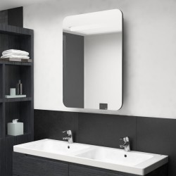 Armoire de salle de bain à miroir LED gris 60x11x80 cm 630374630374