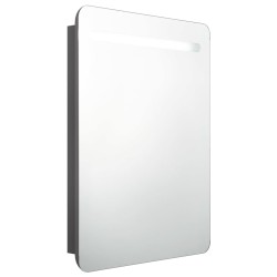 Armoire de salle de bain à miroir LED gris 60x11x80 cm 630374630374