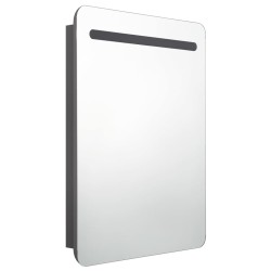 Armoire de salle de bain à miroir LED gris 60x11x80 cm 630374630374